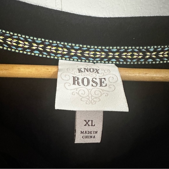 Knox Rose Black Relaxed Pleated Mandarin Collar Blouse - Picture 3 of 3